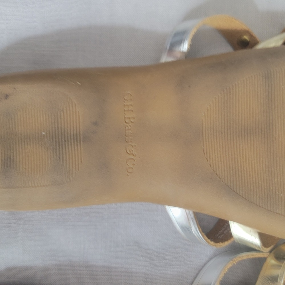 G.H. Bass Sunjuns Sharon Gold Silver Slide Thong Flip Flop Sandals sz 9M - Picture 12 of 15